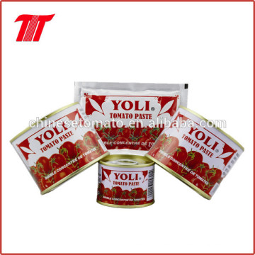 Pasta de tomate marca Yoli para África, pasta de tomate enlatada 28-30% Brix